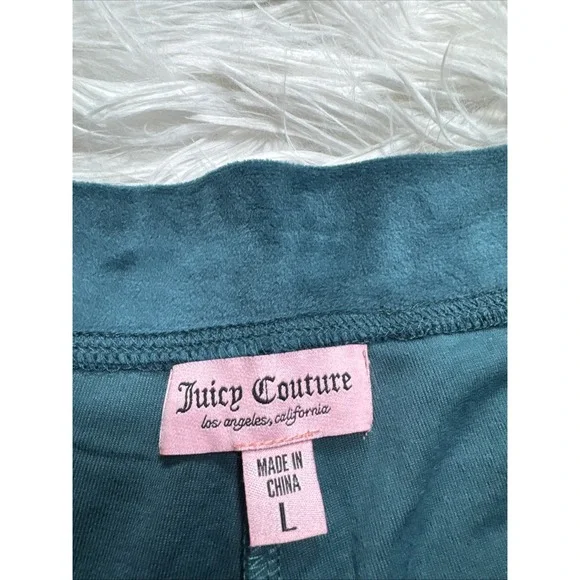 JUICY COUTURE Velour Tracksuit  Track Suit Large Rare Dark Seafoam Rhinestones - Picture 11 of 15